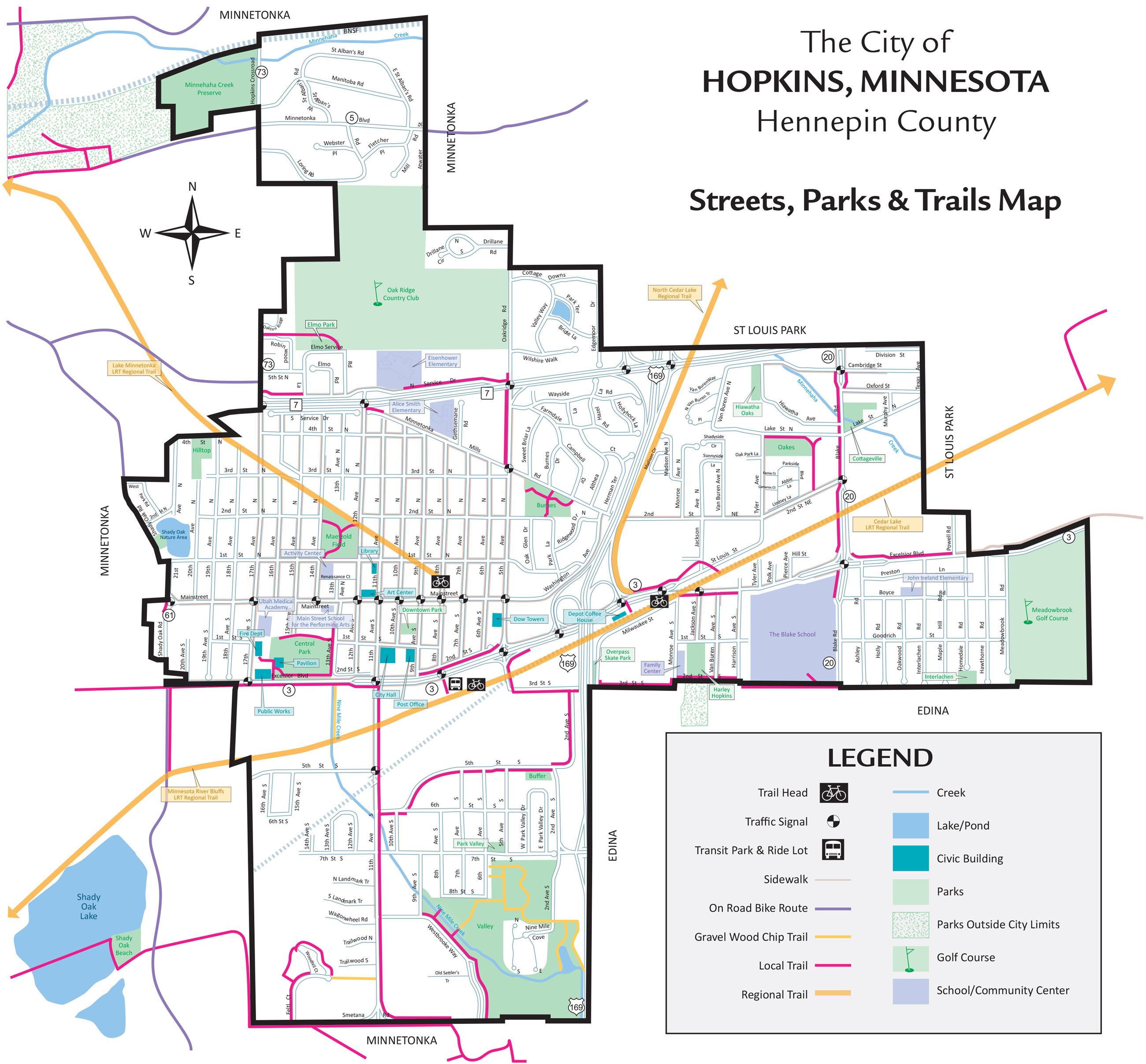 Streets, Parks & Trails Map