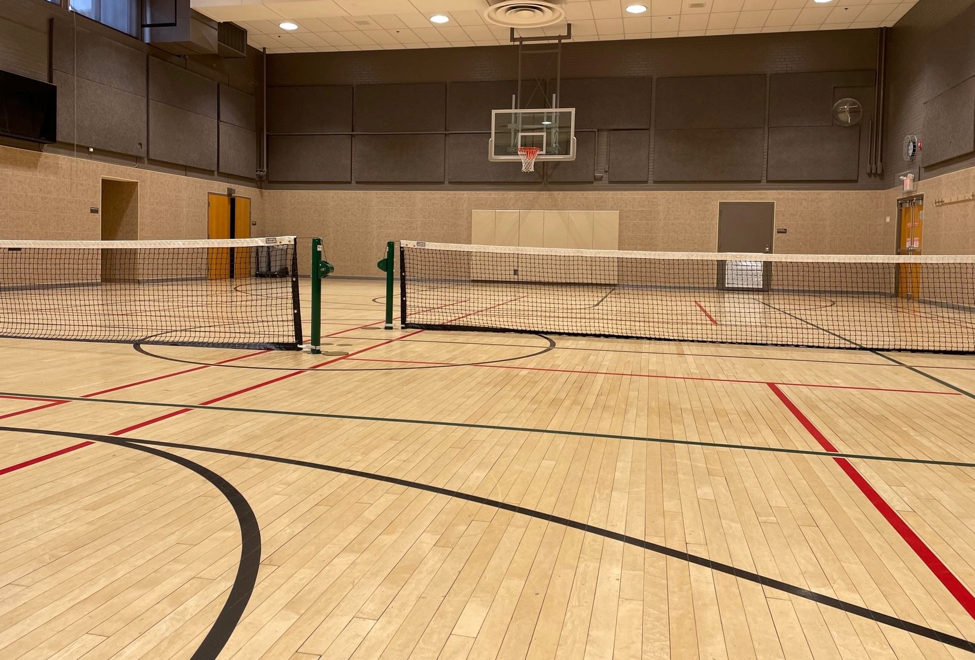 Gym pickleball set up