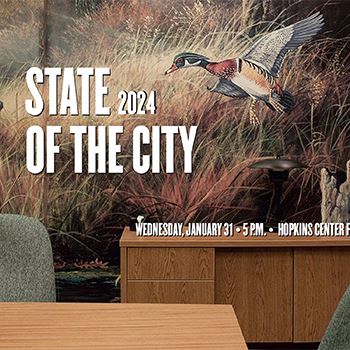 Nature background with text that reads 2024 State of the City