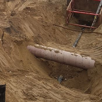 Underground service lines mid-construction