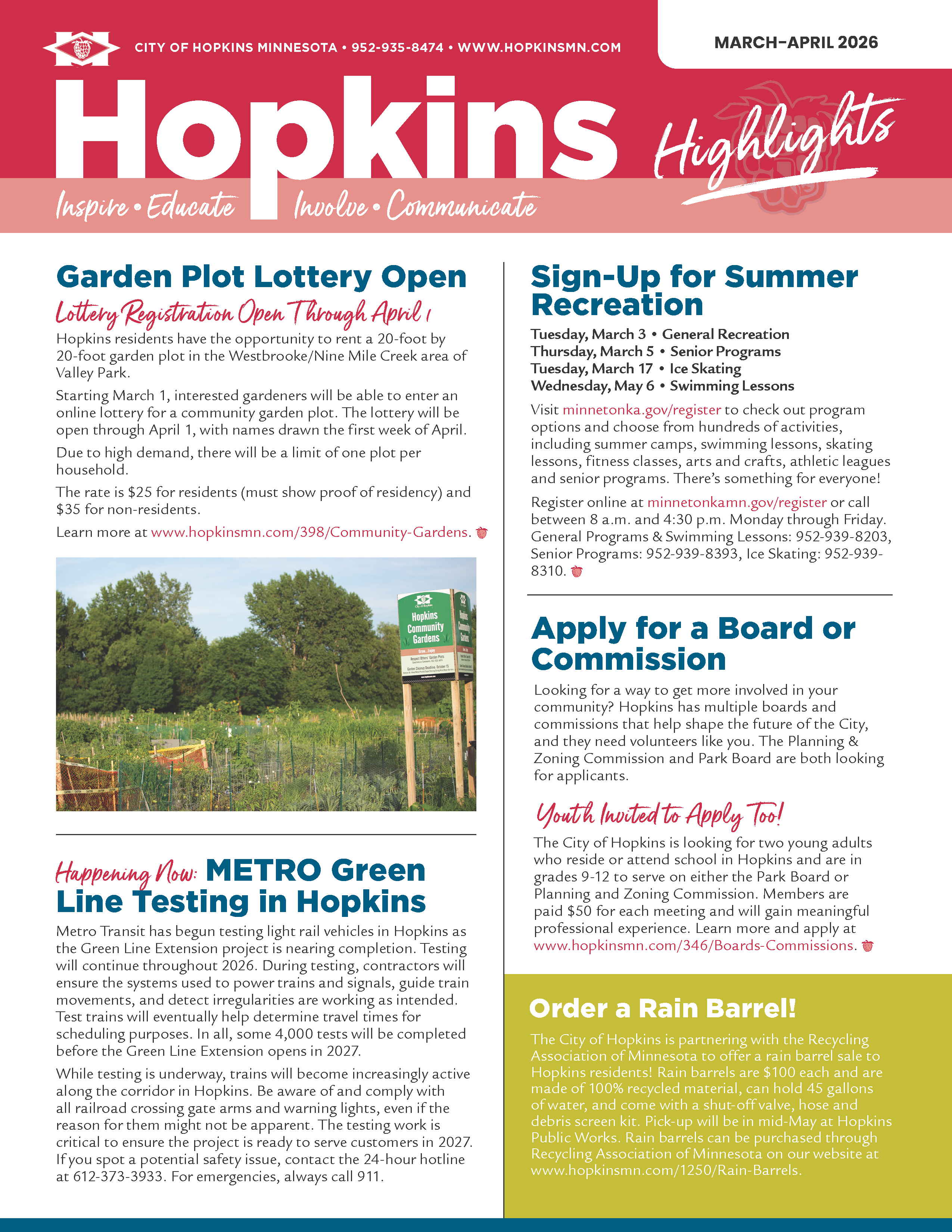 Front cover of March-April 2026 Hopkins Highlights